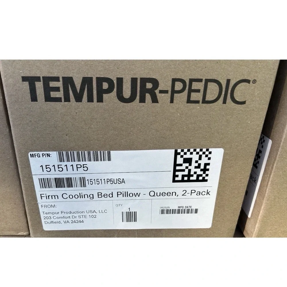 NEW Tempur-Pedic FIRM Cooling Bed Pillow Queen 2 Pack New in Box! Ready to Ship!